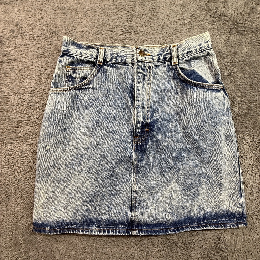 Vintage 90s NO EXCUSES Acid Wash Denim Mini  Skirt 28" Waist 100% Cotton